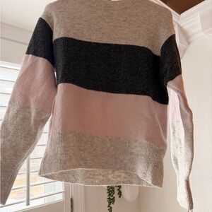 H&M Women's Striped Sweater - Black, Pink, Gray